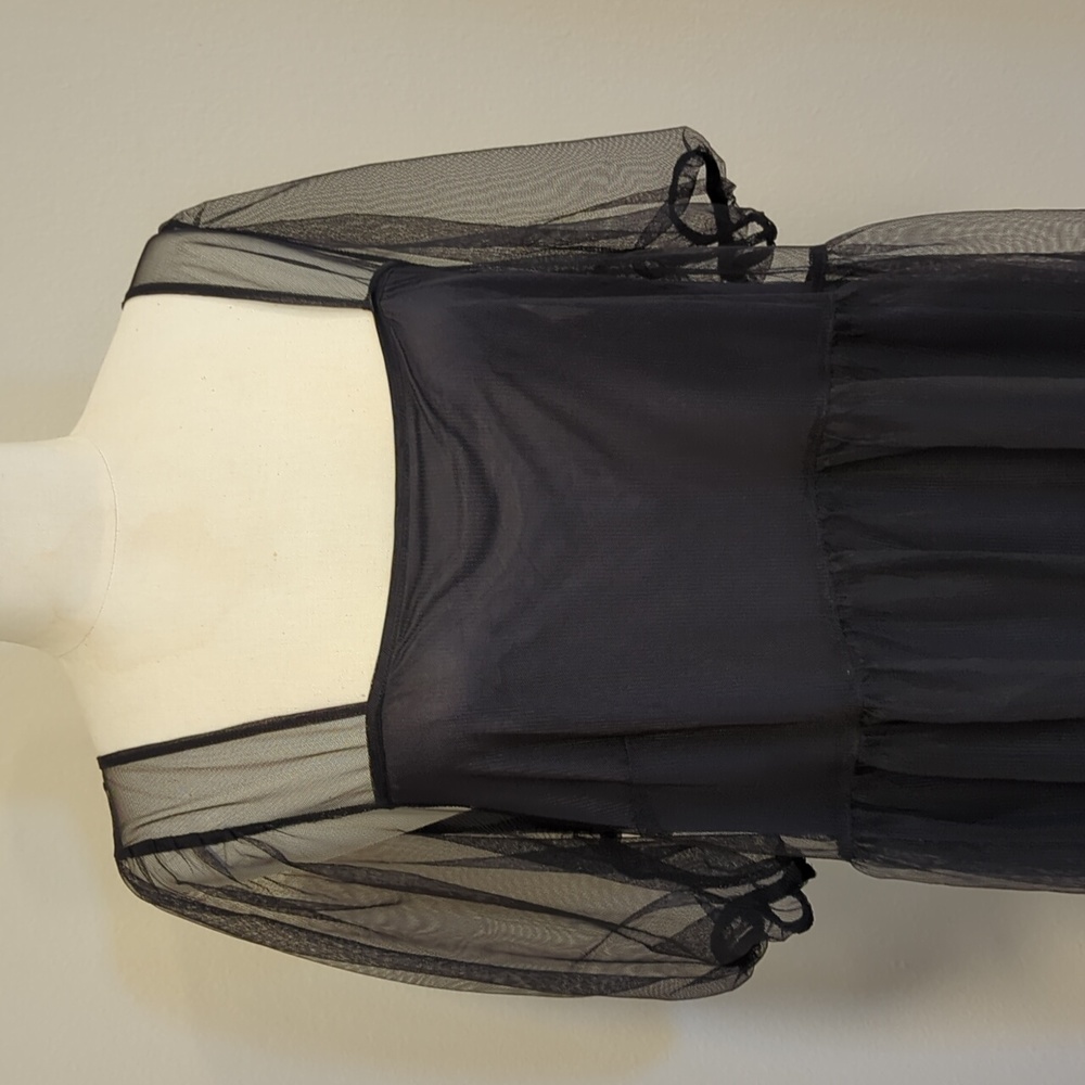 H & M dressy,black sheer dress with attached inner slip. L